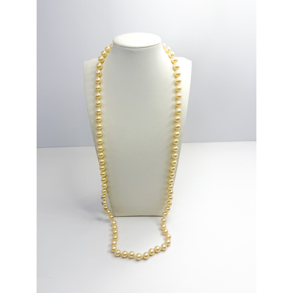Vintage Cream Faux Pearl Strand Necklace Gold Tone Barrel Clasp Cottagecore Y2K